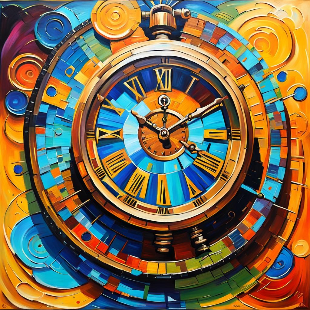 Clockpunk Illusion of Time: Impasto Acrylic Painting