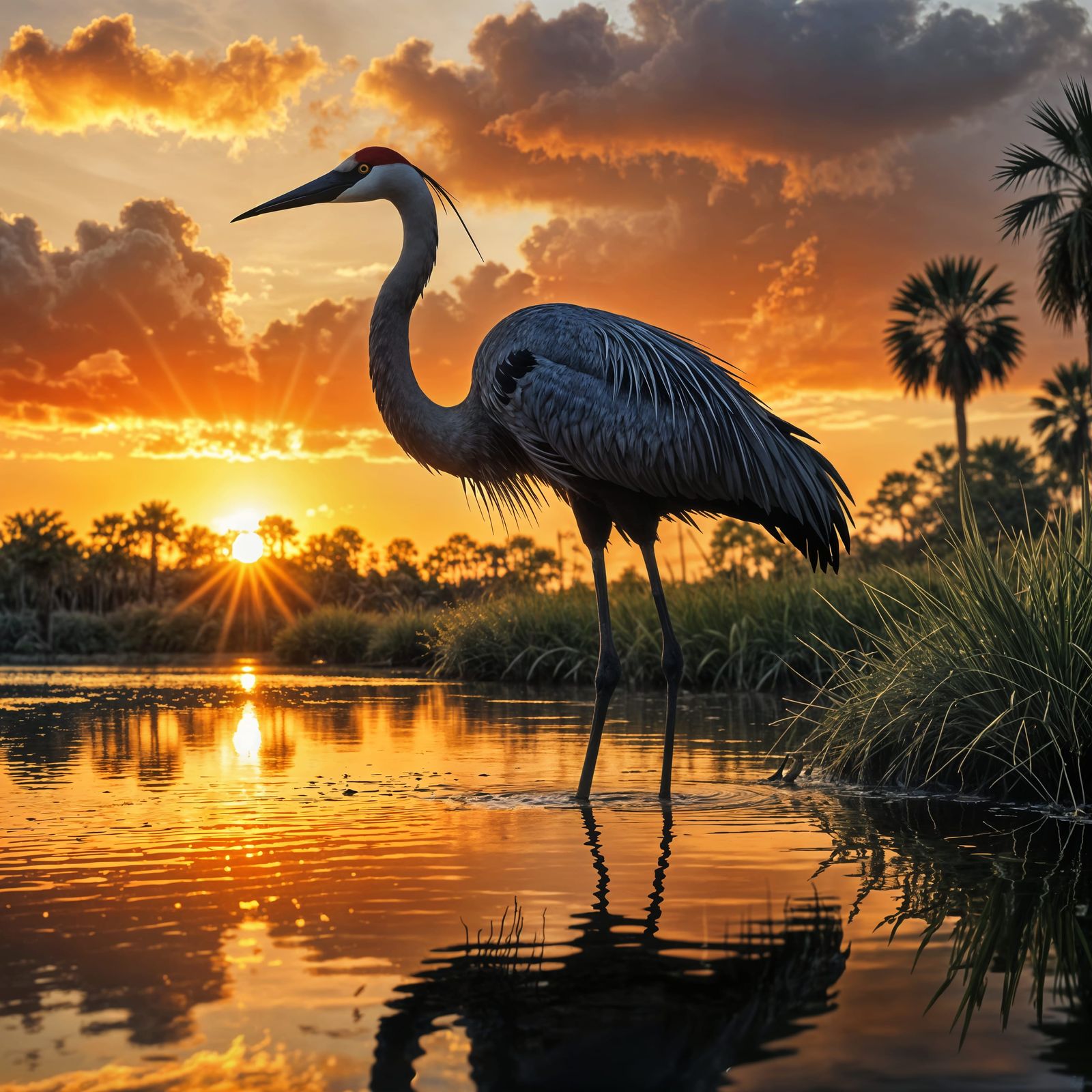 Florida Crane Close-Up at Mystical Sunset