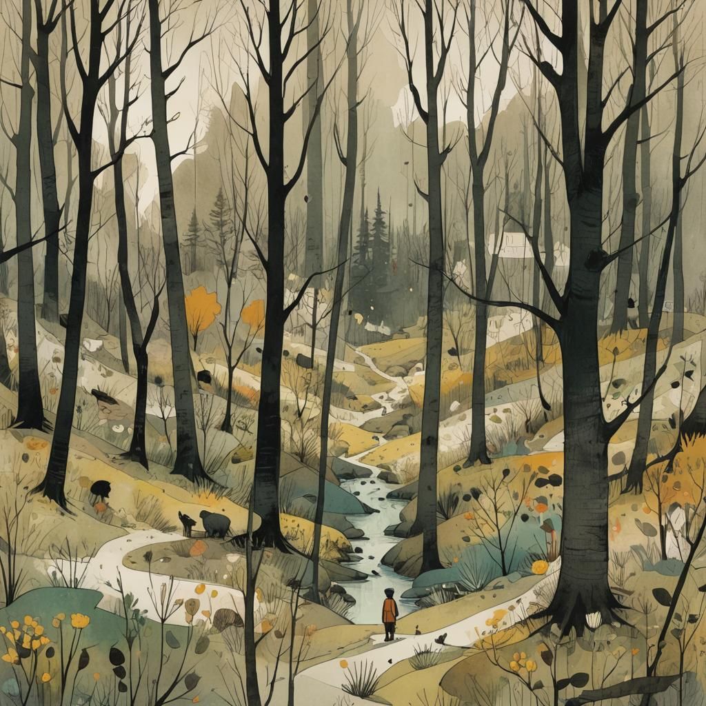 Spring Internal Navigator Sketch with Streaks of Paint