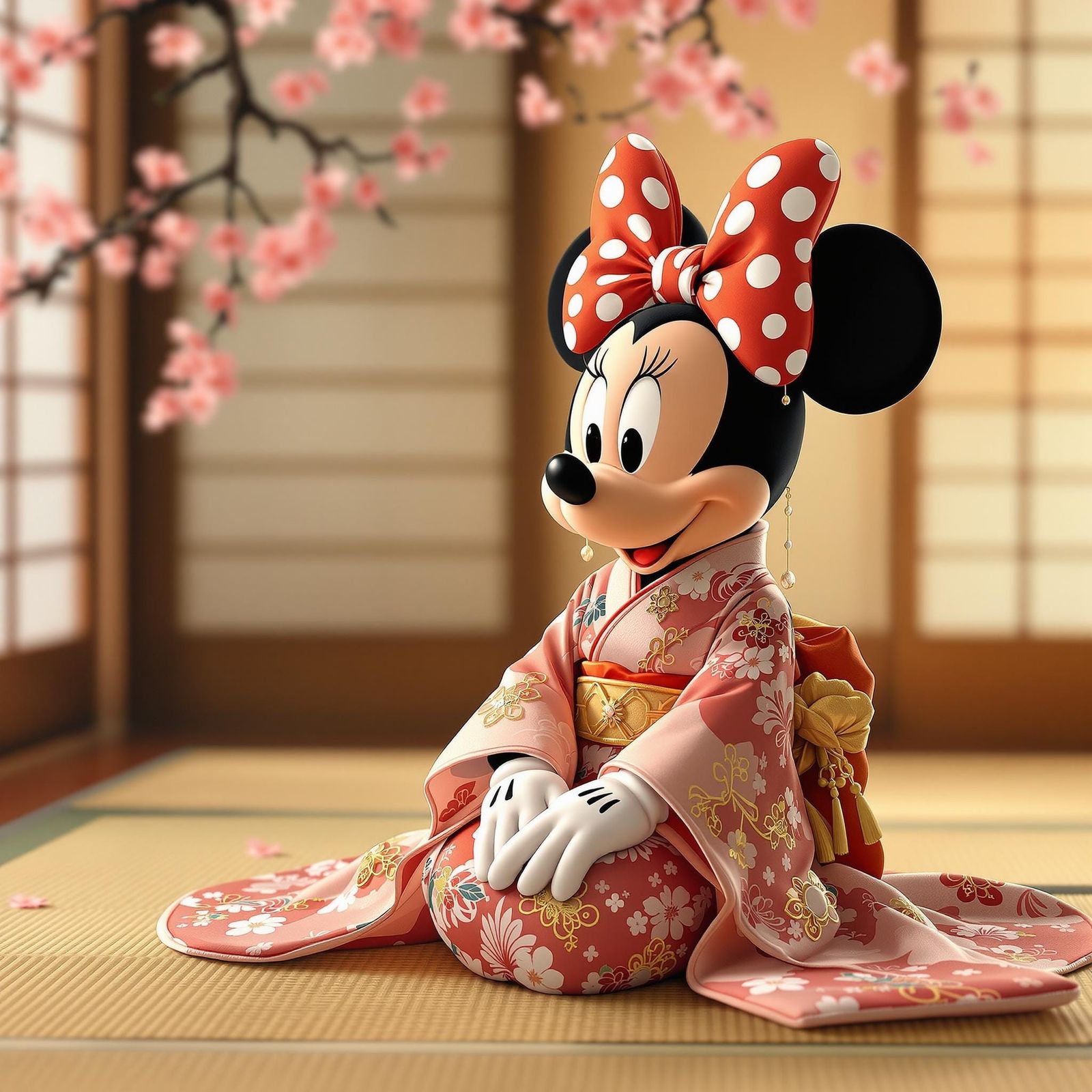 Minnie Mouse as Elegant Japanese Geisha