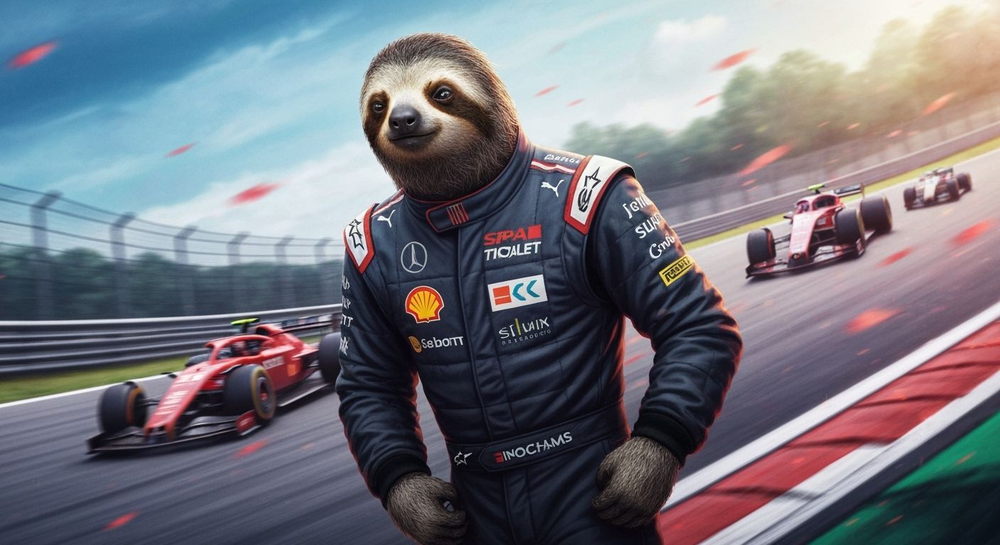 Sloth F1 Racer Speeds Through Spa-Francorchamps in Hyperreal...