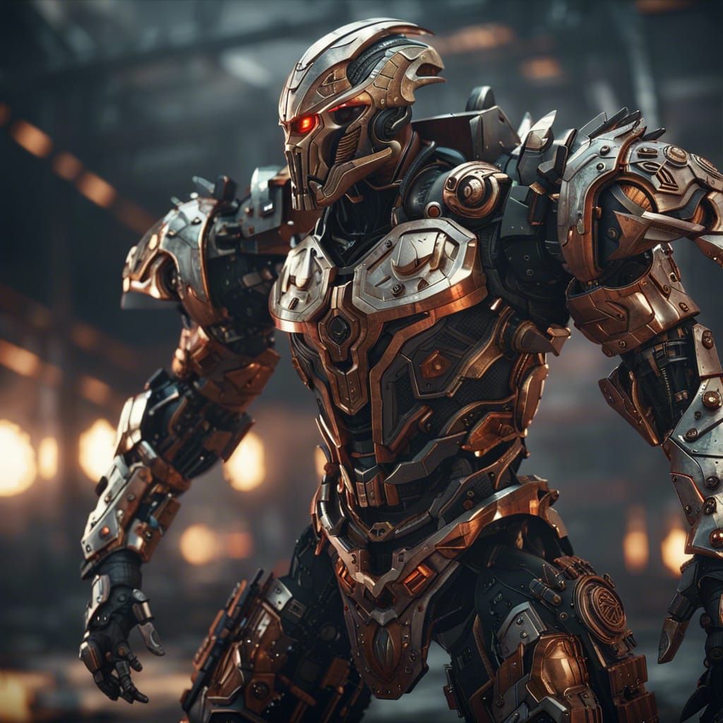 Futuristic Mech God of War in Sci-Fi Style