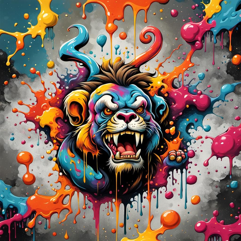 Colorful Graffiti Art with Oil and Acrylic Textures