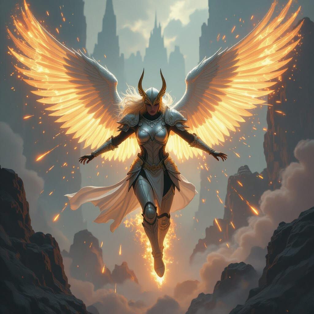 Valkyrie's Fiery Descent into Battle