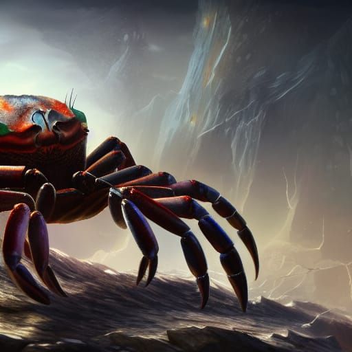 Crab and Spider Hybrid in Detailed Matte Painting