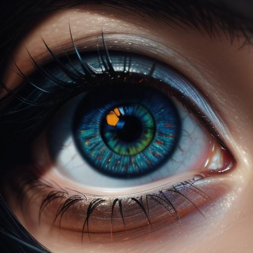 Flame Reflected in Eyes: Hyperrealistic Close-Up