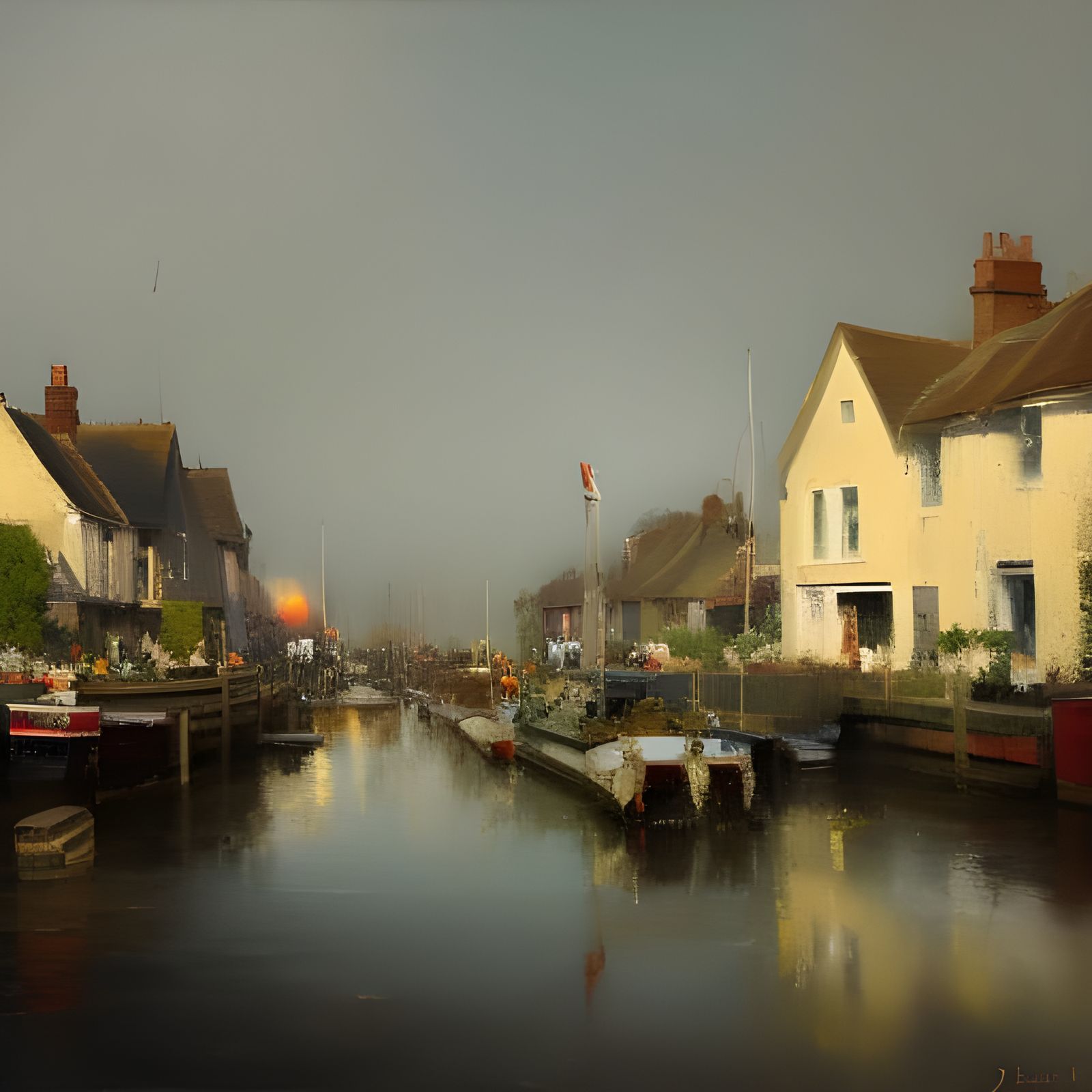 Charming Village in Essex as Oil Painting