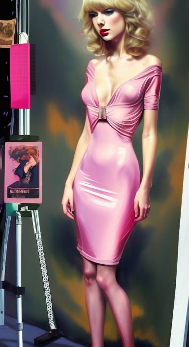 Pink Latex Portrait in Hyperdetailed Digital Art Style