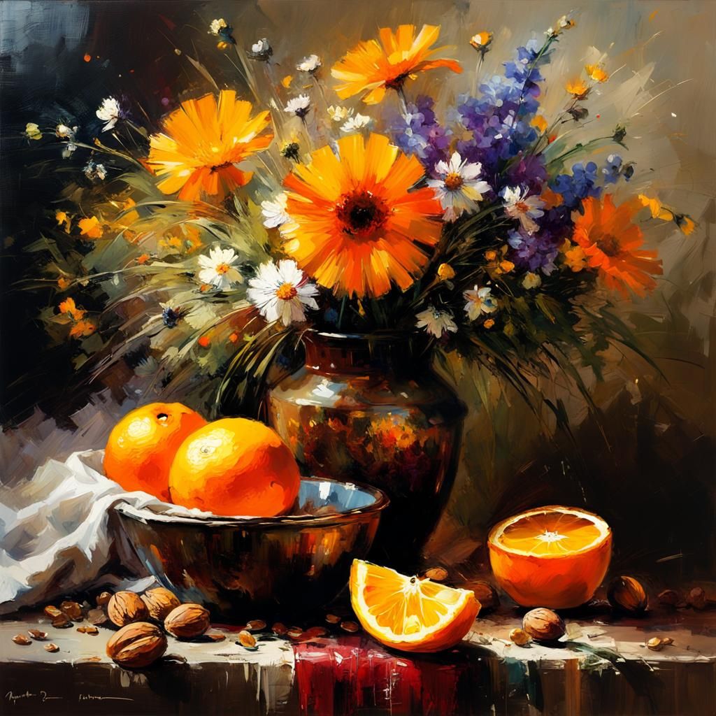 Wildflower Bouquet Still Life: Matte Painting