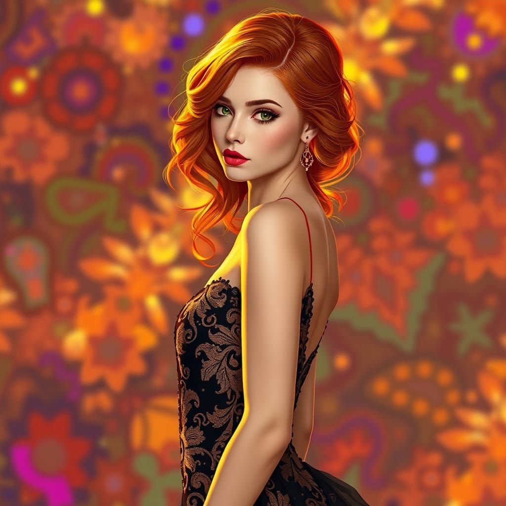 Hyperrealistic Evening Elegance in Black and Gold