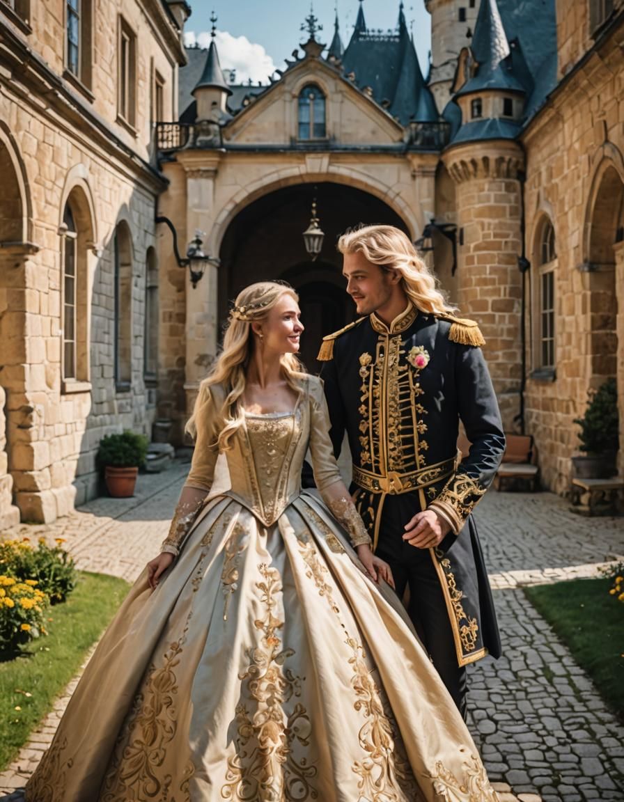 Beautiful King and Queen in Fantasy Castle