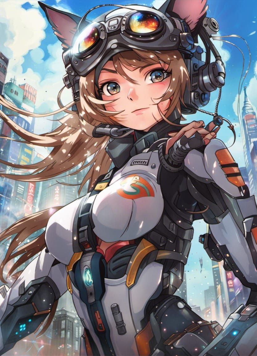 Anime Cat Girl in Mecha Cockpit