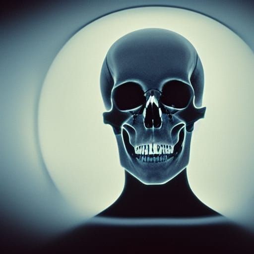 Sinister X-Ray Image of Skull Fractures