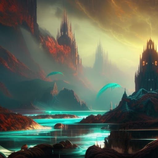 Fantastical Horizon in Dark Fantasy Concept Art