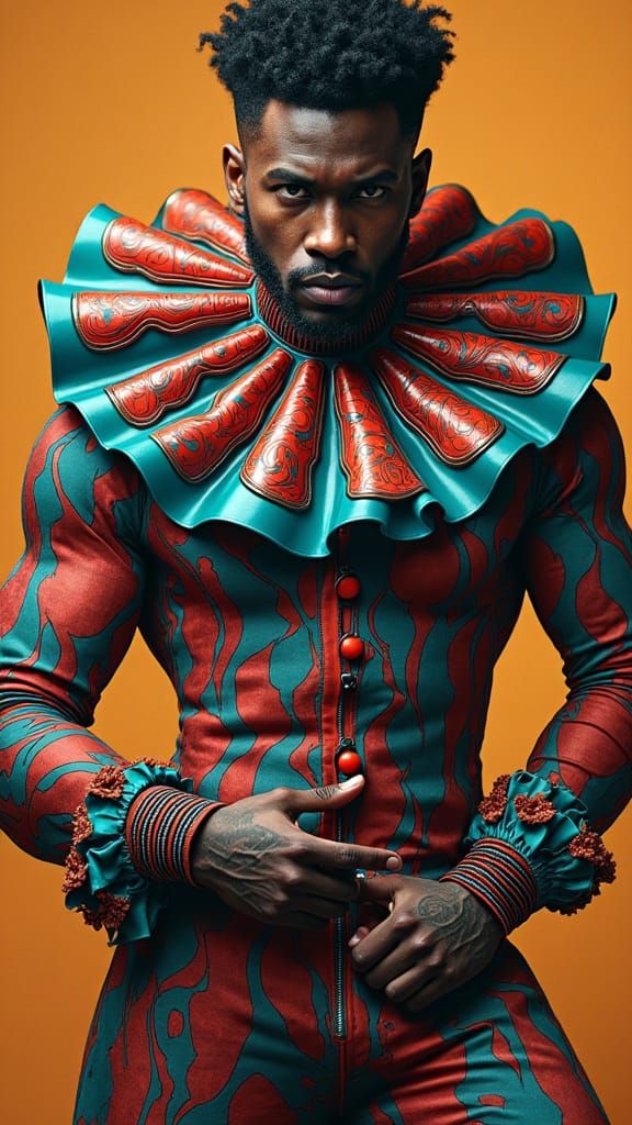 Clown in Moebius-Inspired Hyper-Realistic Pop Art