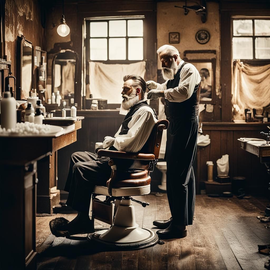 Old West Barber Shop Shave in Cinematic Style