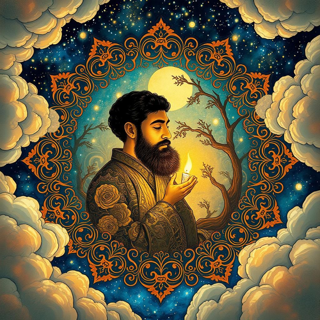 Ethereal Figure in Ukiyo-e Fractal Dreamscape