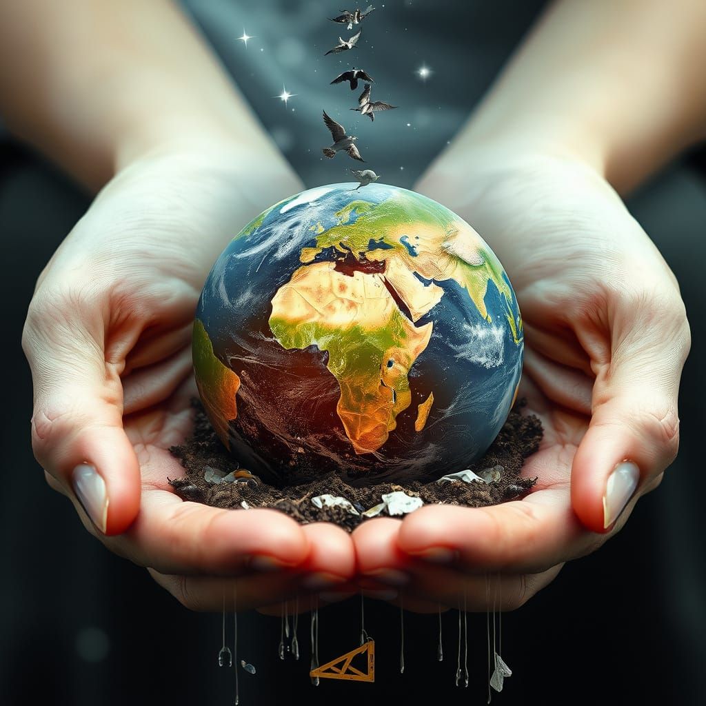 Crying Earth Double Exposure: Abstract Impression