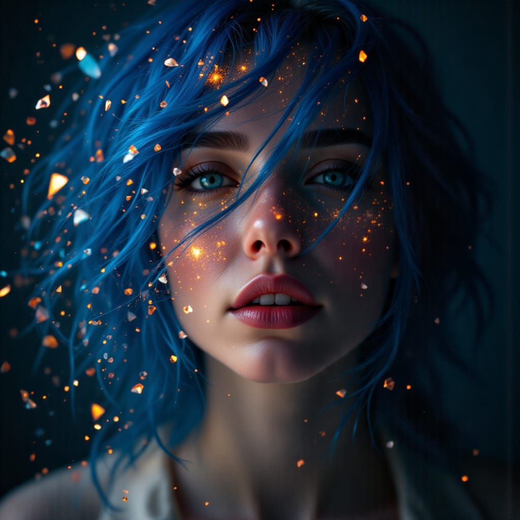 Crystalline Woman Portrait in Chiaroscuro Style