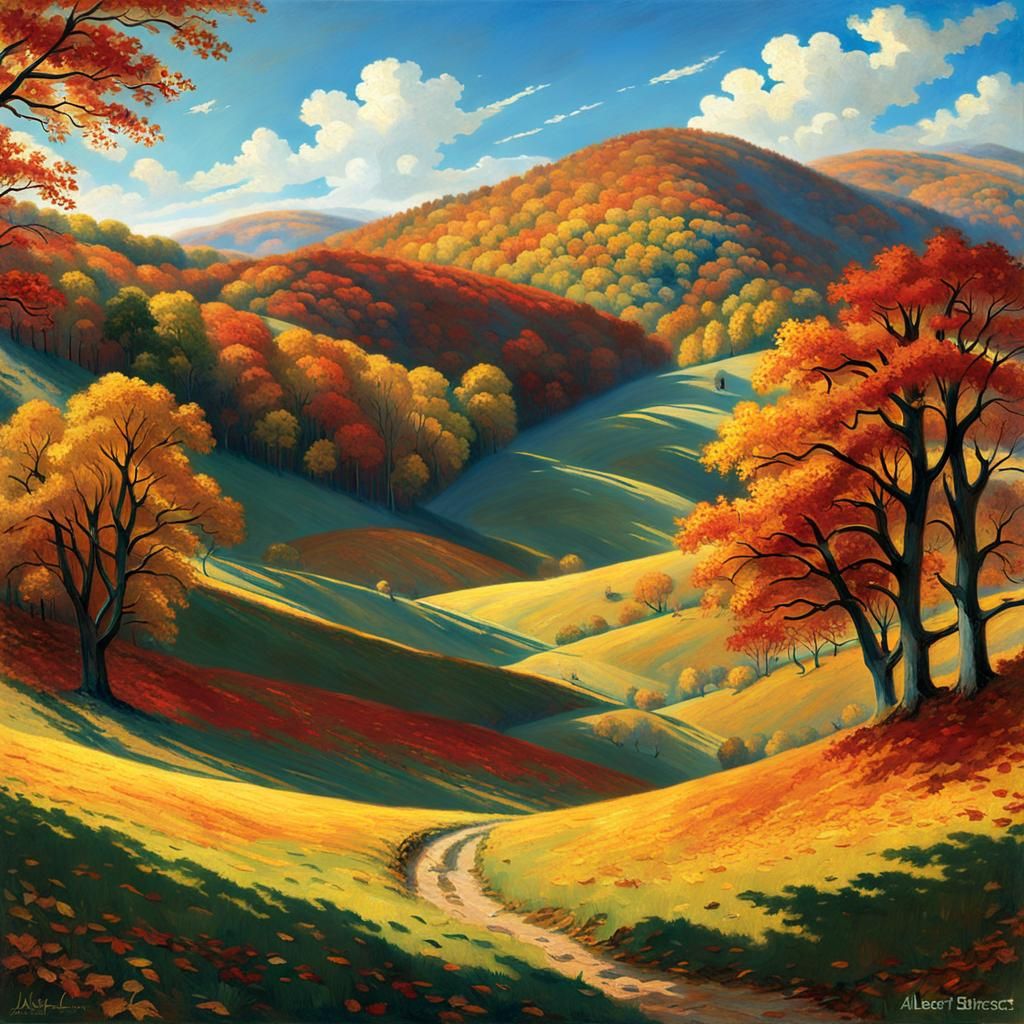 Autumn Landscape in Hyperrealistic Digital Art Style