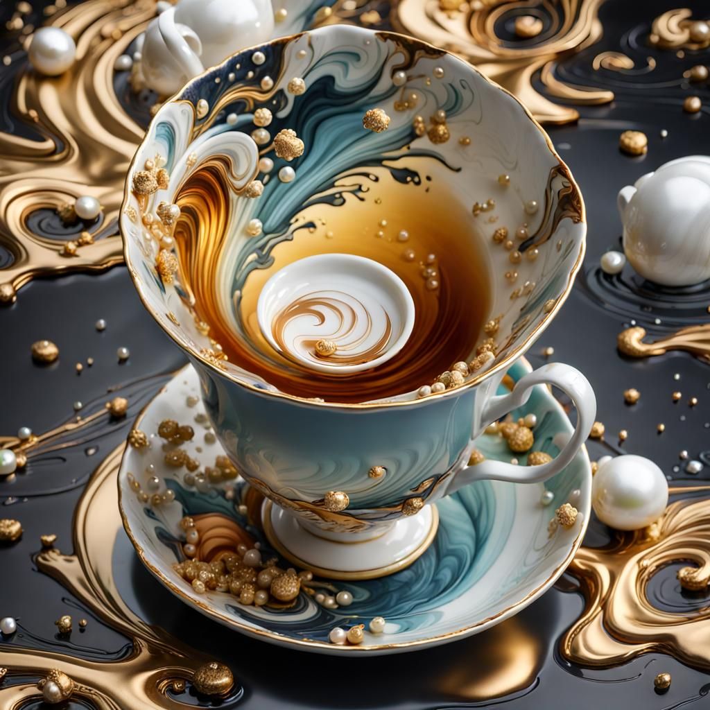 Luxurious Tea Cup Waves in Muted Colors
