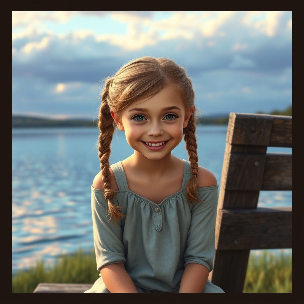 American Girl by Lake: Digital Matte Painting