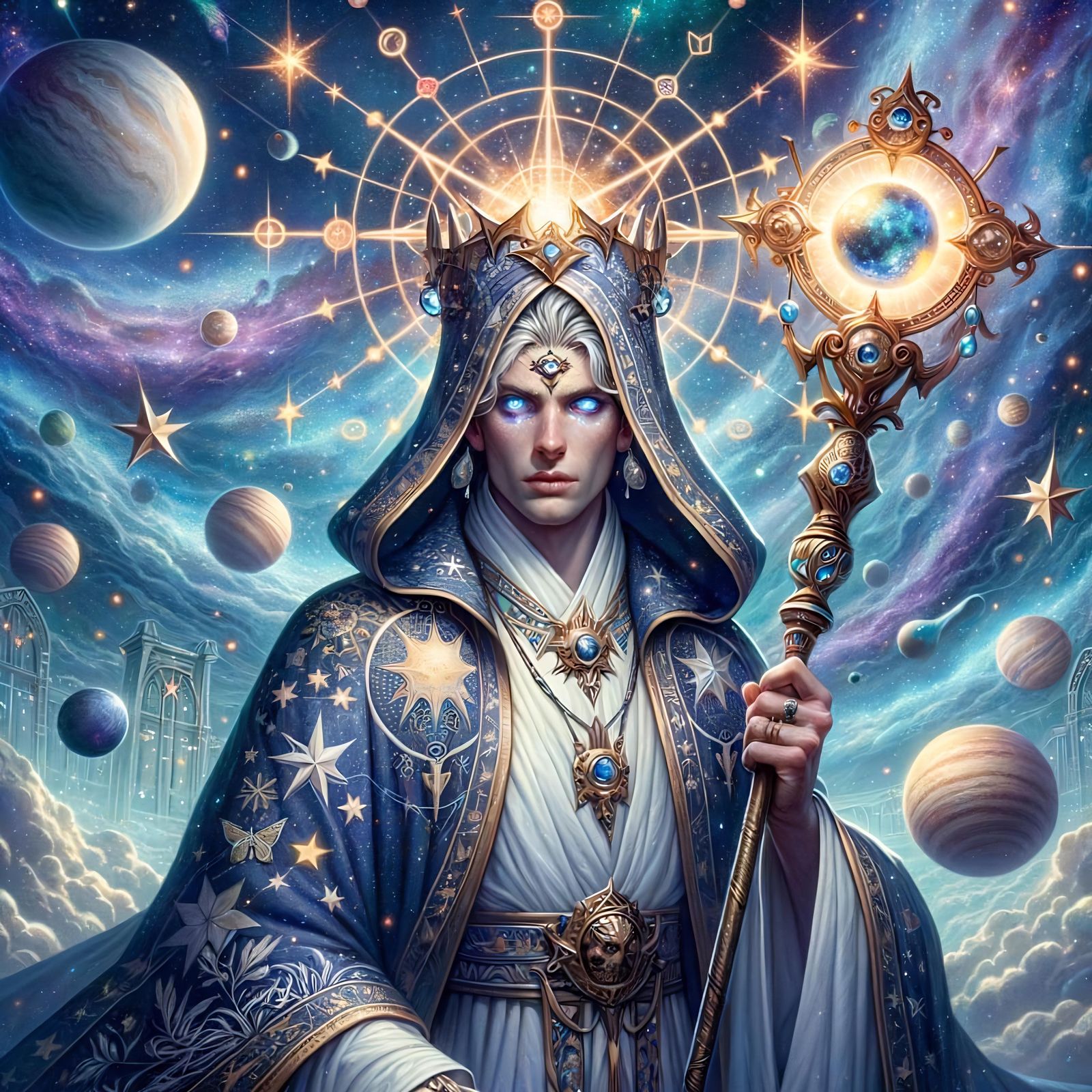 Cosmic Descryer: Mystical Character in Fantasy Art