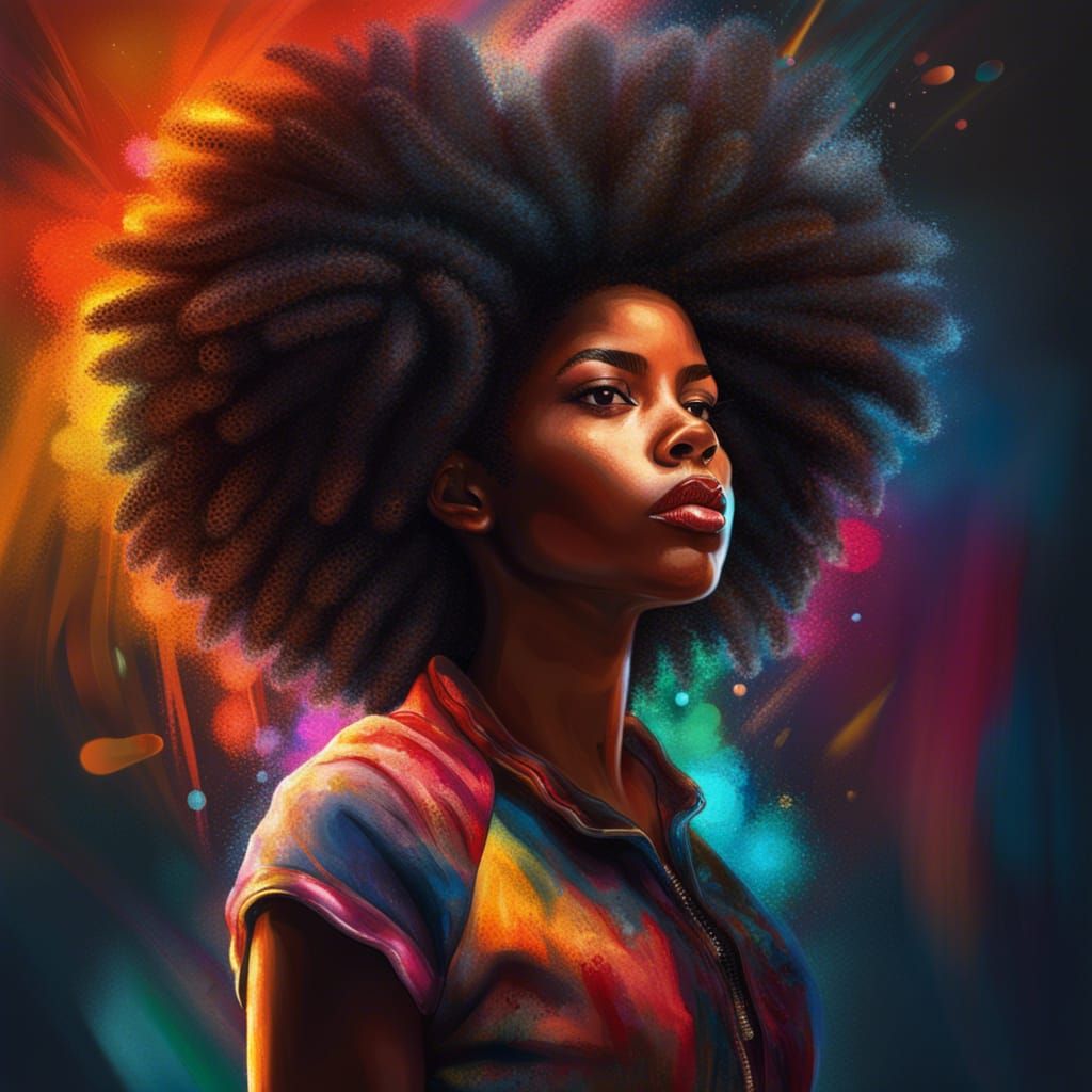 Hyperrealistic Portrait of a Black Girl with Afro