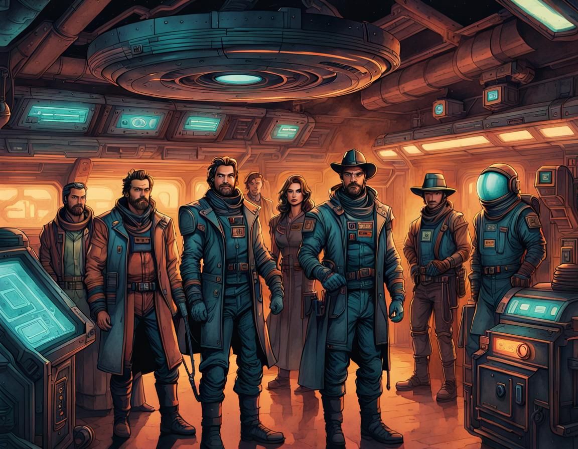 Space Merchants in Retro Sci-Fi Old West Cantina
