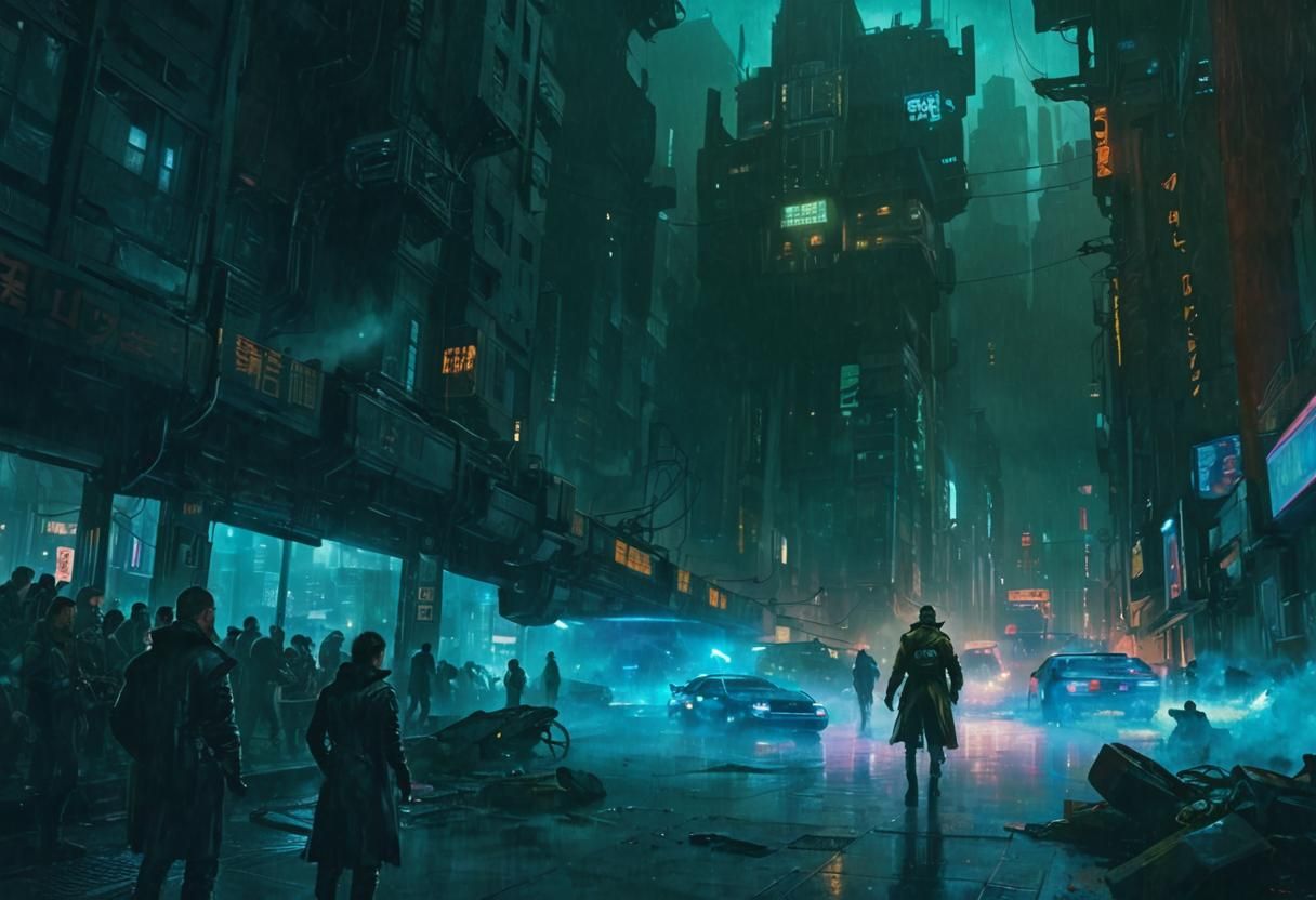 Cyberpunk Cityscape of Wonder and Rebellion