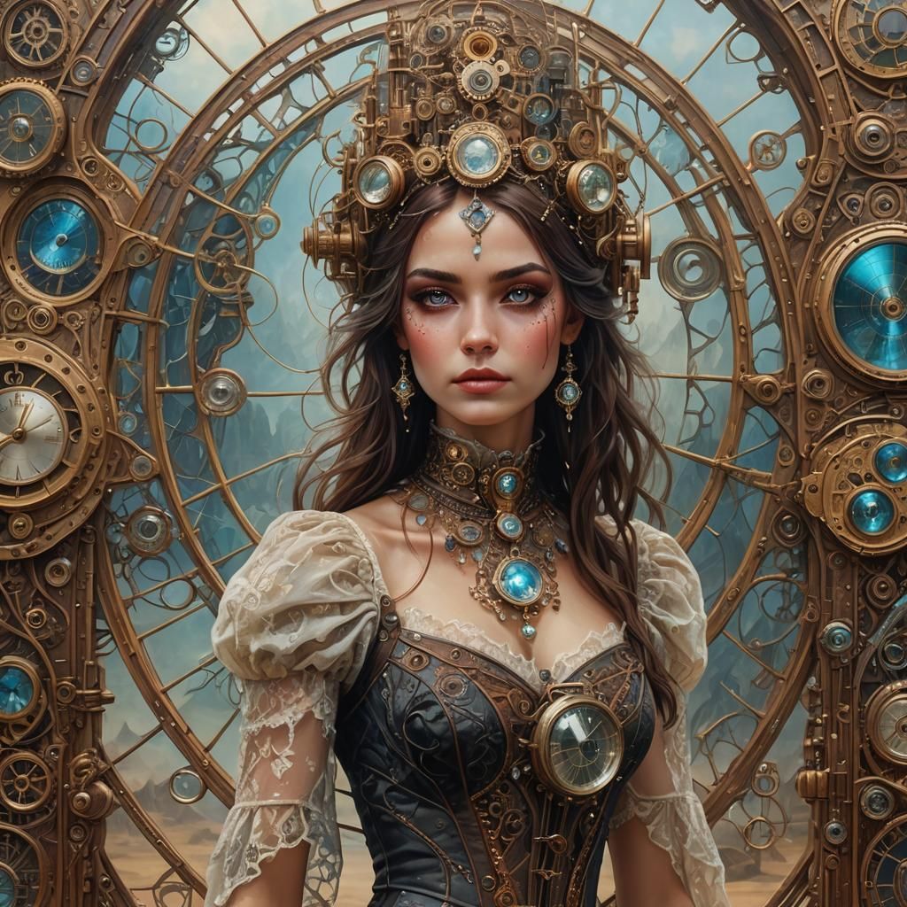 Steampunk Burning Man Enchantress in Australian Tonalism