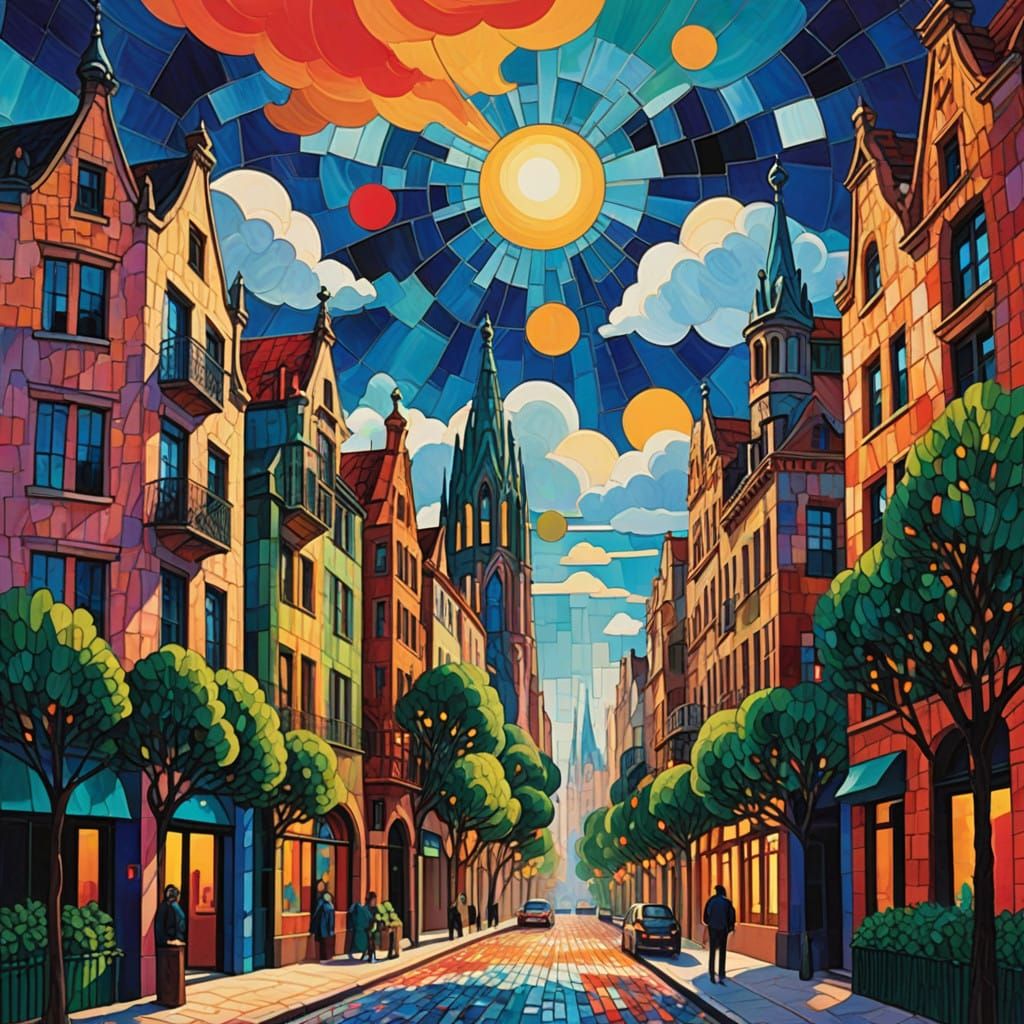 Glowing City Eyeball in Vibrant, Dreamlike Architecture Styl...