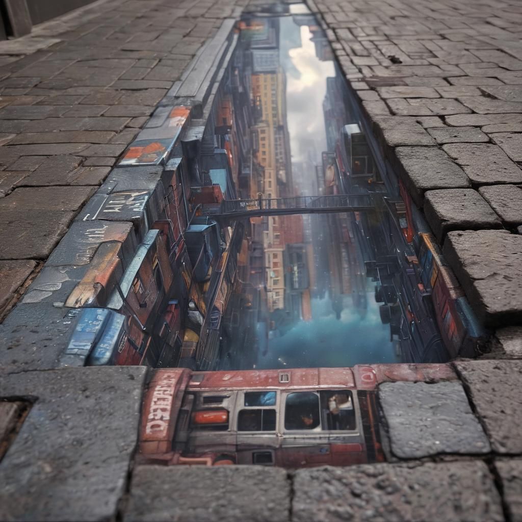 Hyperrealistic 3D Street Art of Underground City