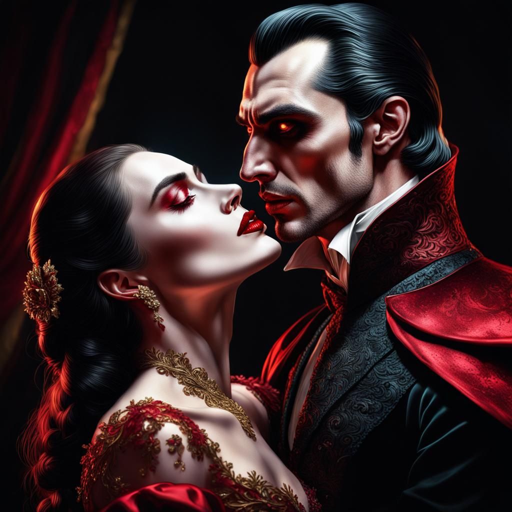 Dracula's Kiss: A Baroque-Inspired Portrait