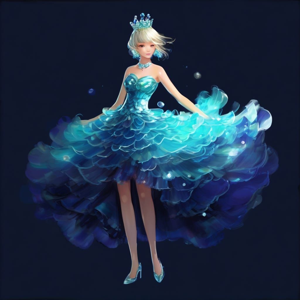 Ultramaximalist Digital Dress Design with Fluffy Brushes and...