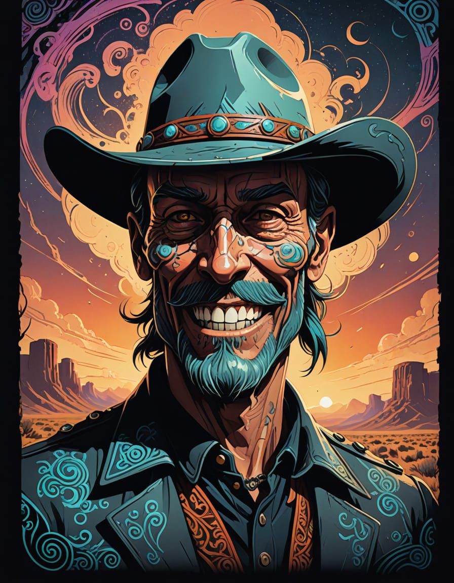 Vibrant Western Skull in Colorful Vector Style