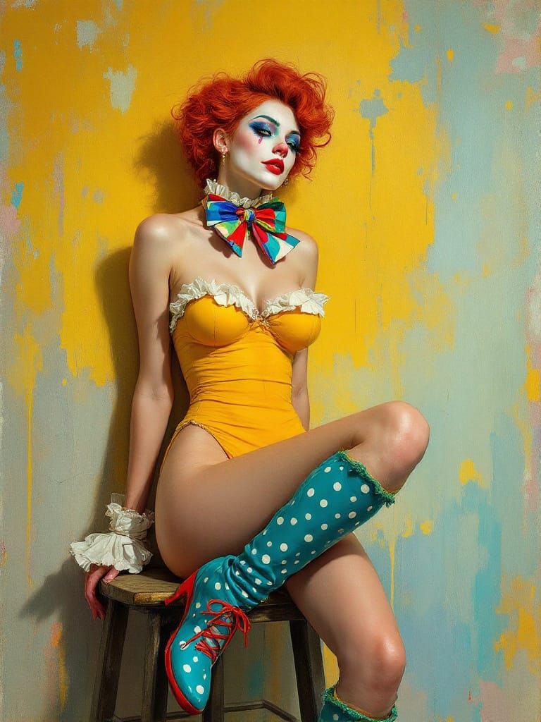 Vibrant Clown with Bold Impasto Style
