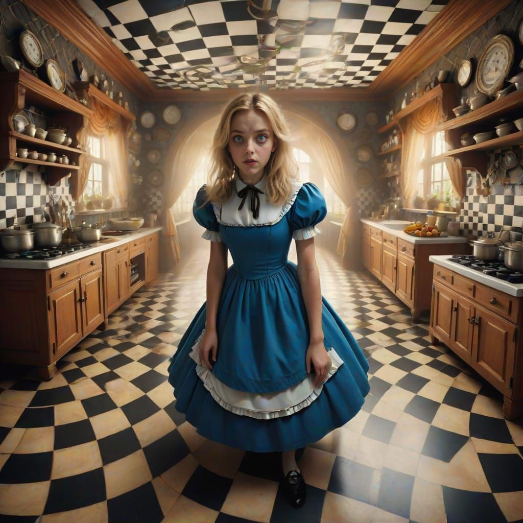 Alice in Wonderland Falling Into Kitchen Vortex