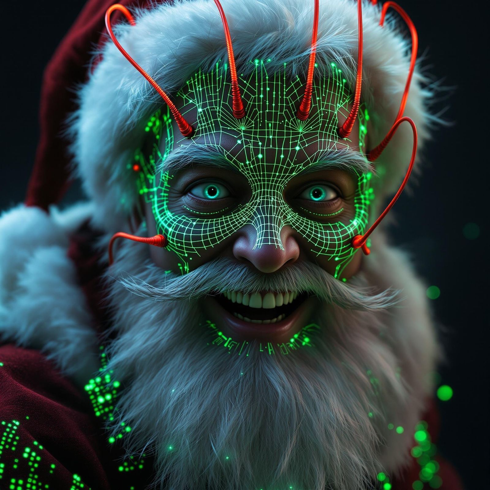 Hyper-Realistic Digital Portrait of Santa Claus in Futuristi...