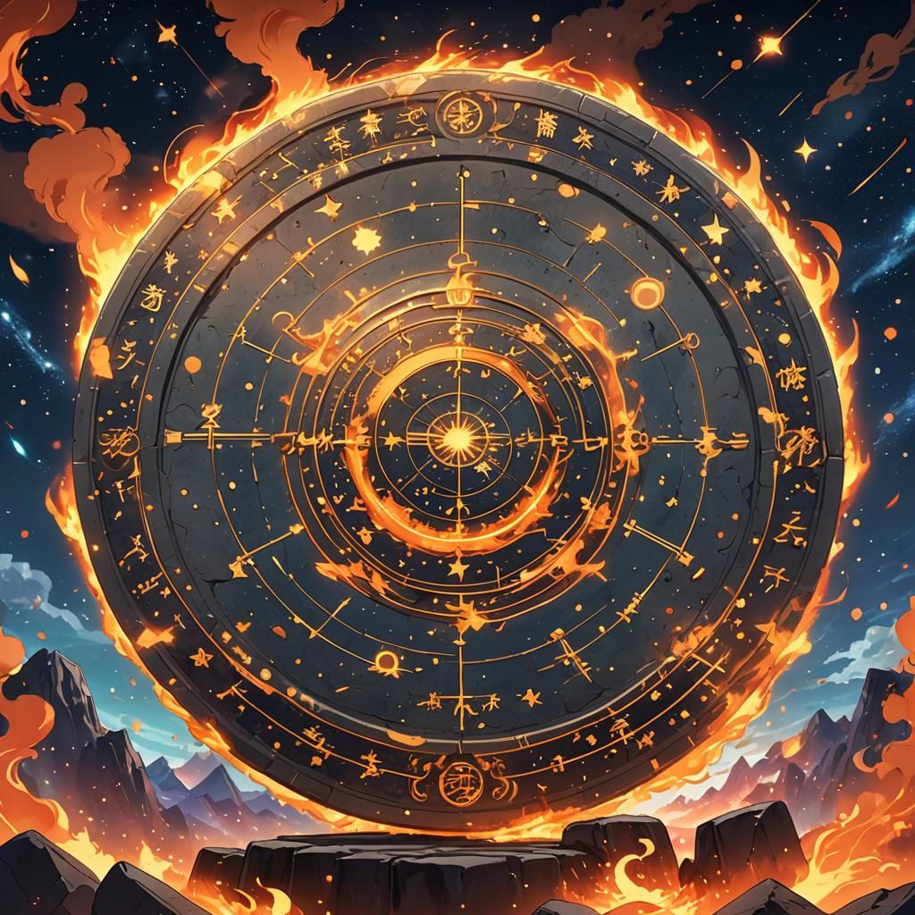 Celestial Stone Tablet Above Flames: Anime Key Visual