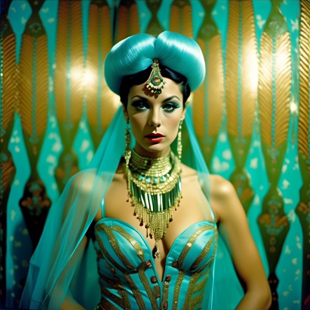 Exotic Zebra Disco Portrait in Film Style