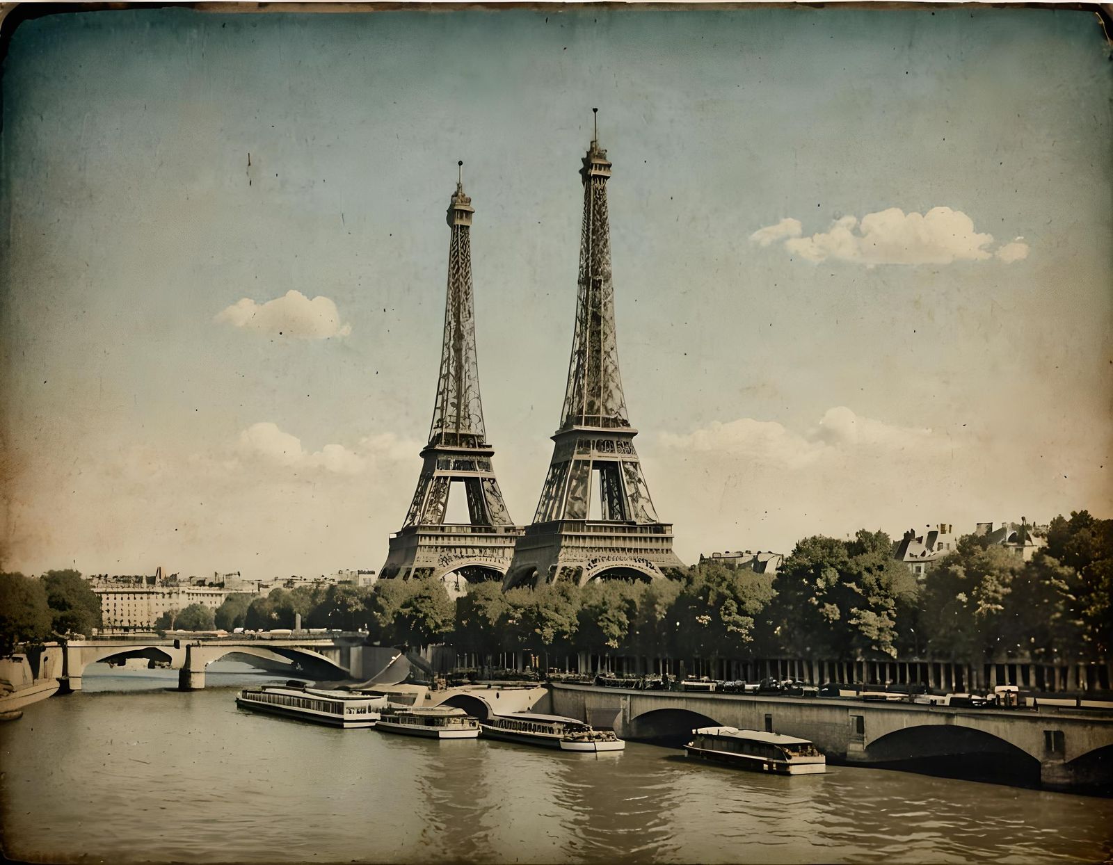 Eiffel Tower: Grainy Historic Photograph, Late 1800s