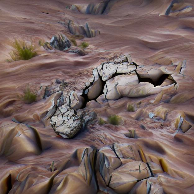 Hyperrealistic Desert Landscape with Deep Chasms