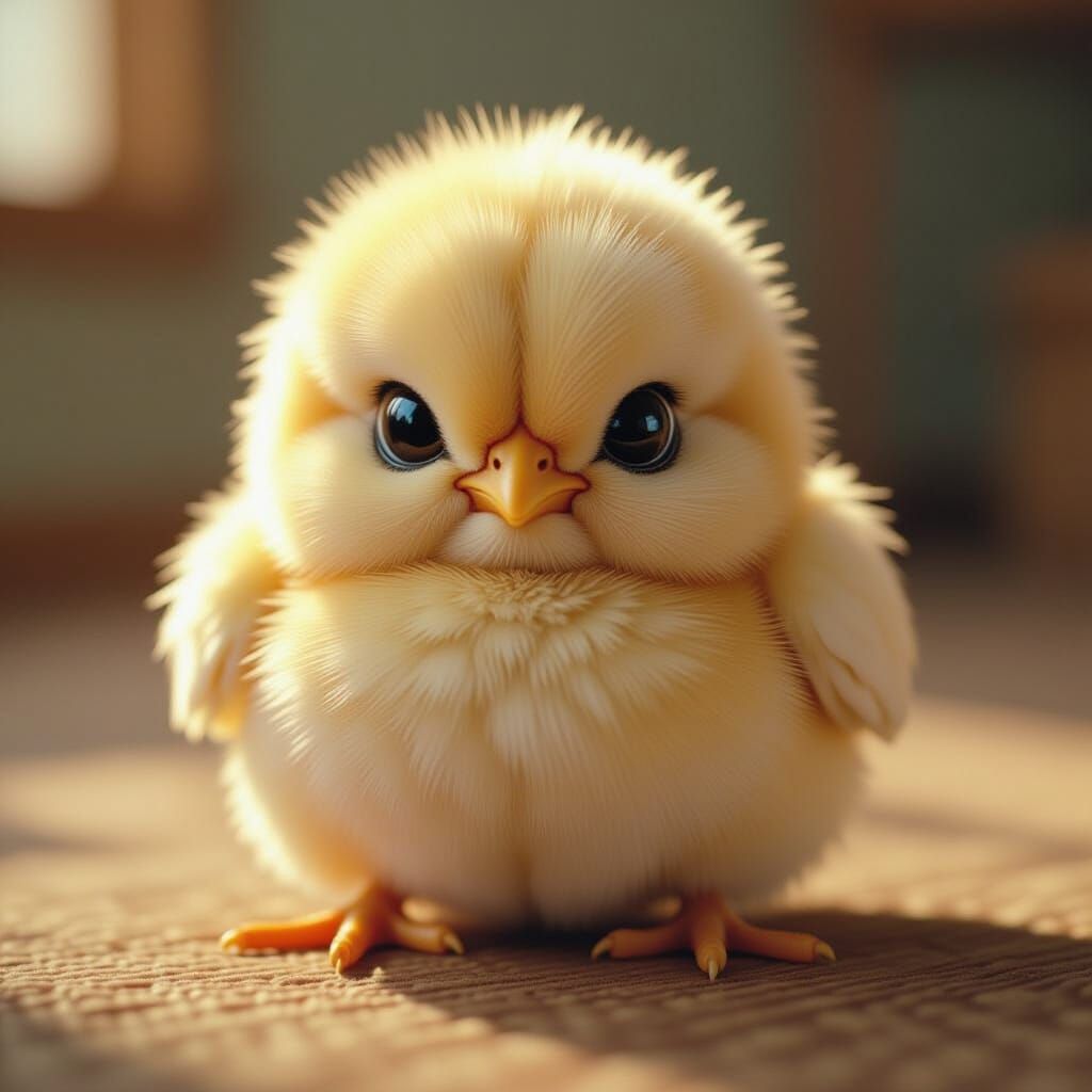 Cinematic Kawaii Grumpy Chicken Film Still