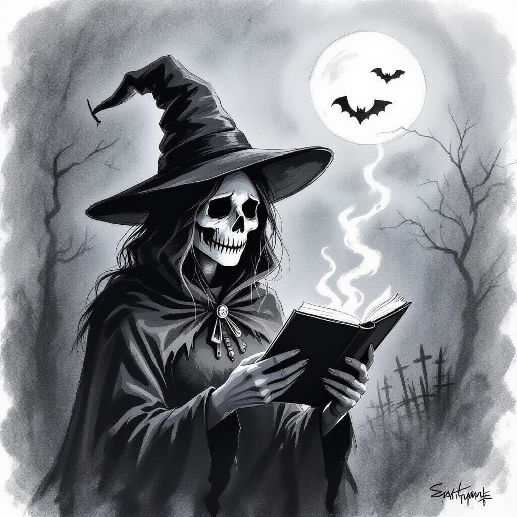 Spooky charcoal sketching