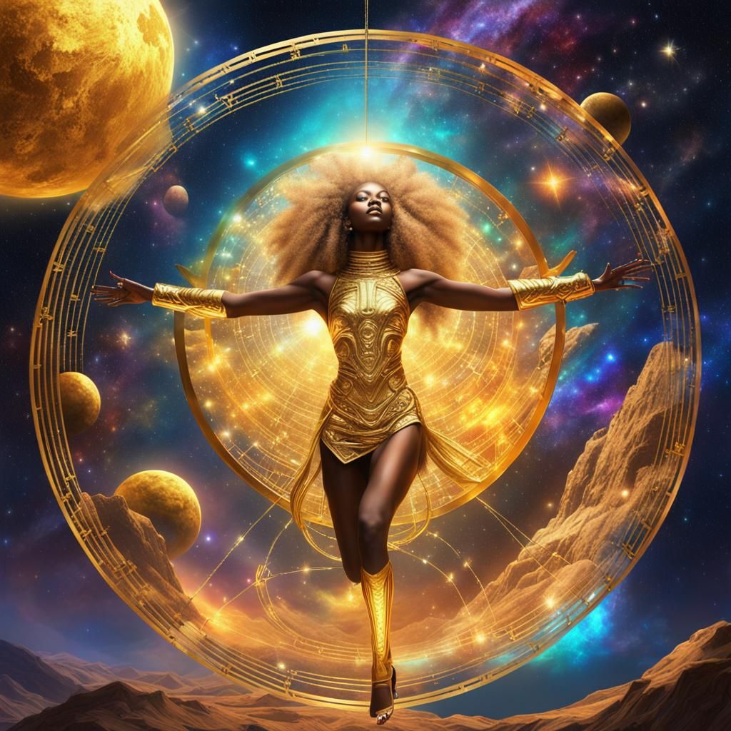 Golden Goddess on Cosmic Swing: Afrofuturism