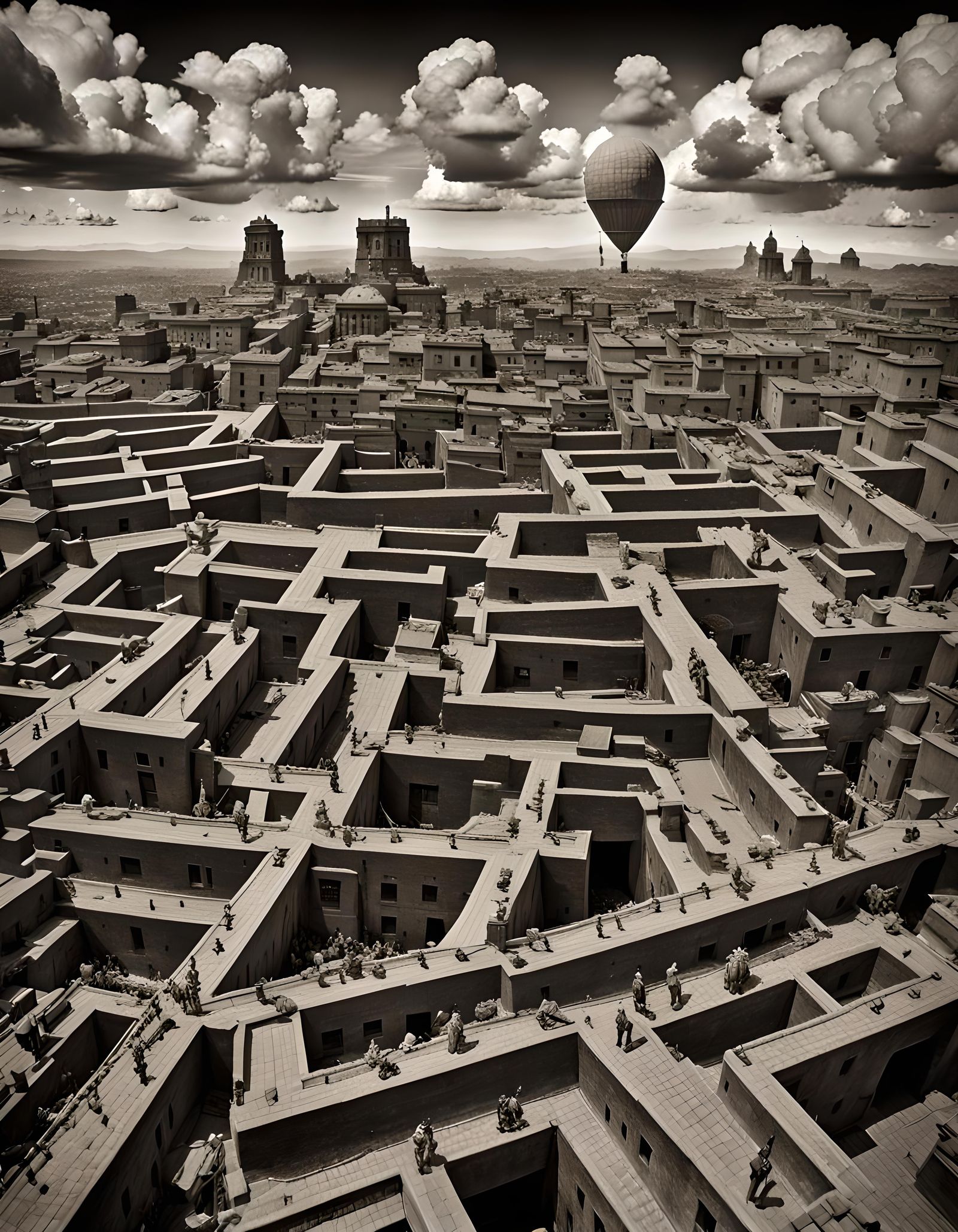 Surreal Unraveling Eyes Under War-Lit Sky