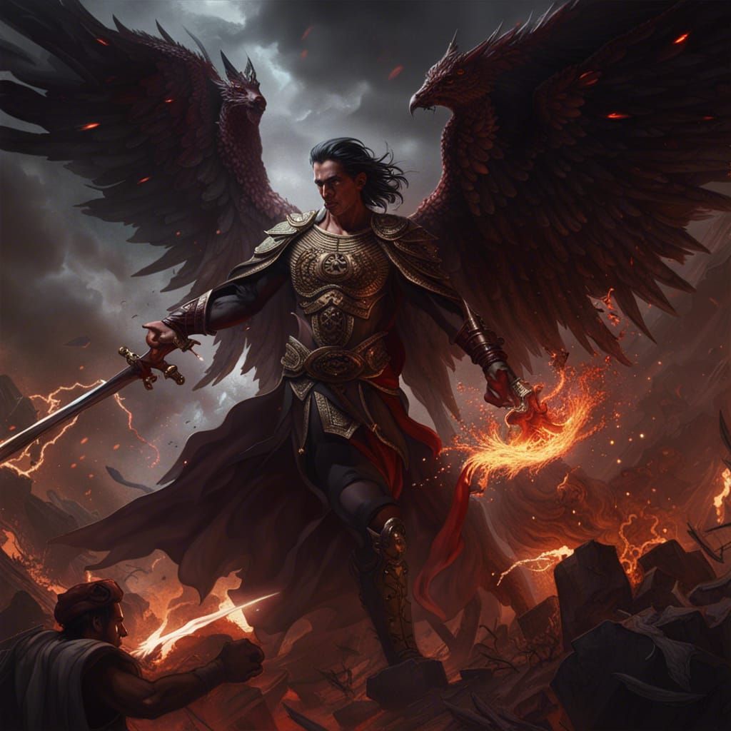 Michael vs. Lucifer: Armageddon in Dark Fantasy Style