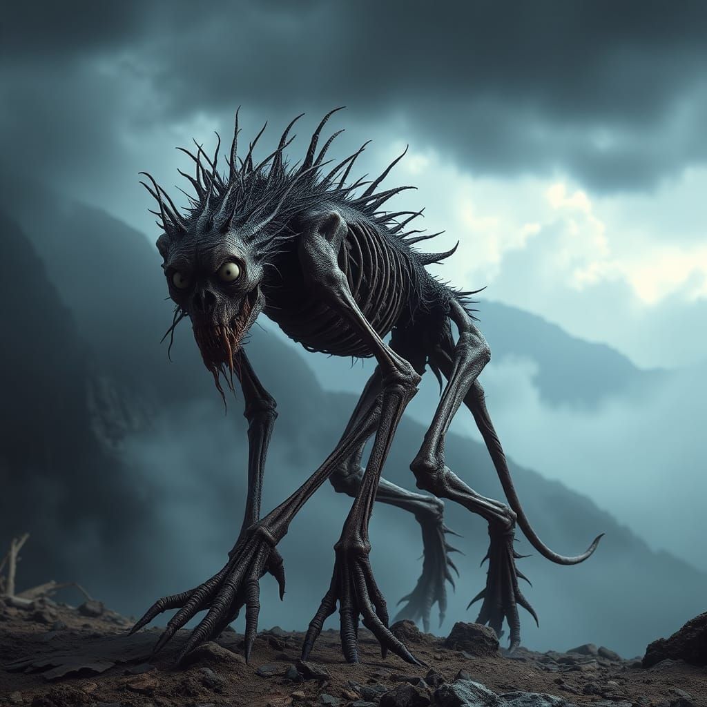 Creepy Undead Werewolf in Biomechanical Style