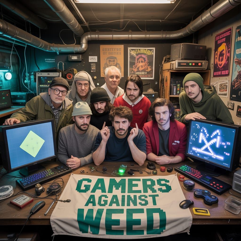 Gamers Against Weed: Quirky Group in Basement Workshop